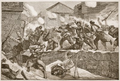 Der Angriff der bulgarischen Kolonne auf die Stadt, Illustration aus 